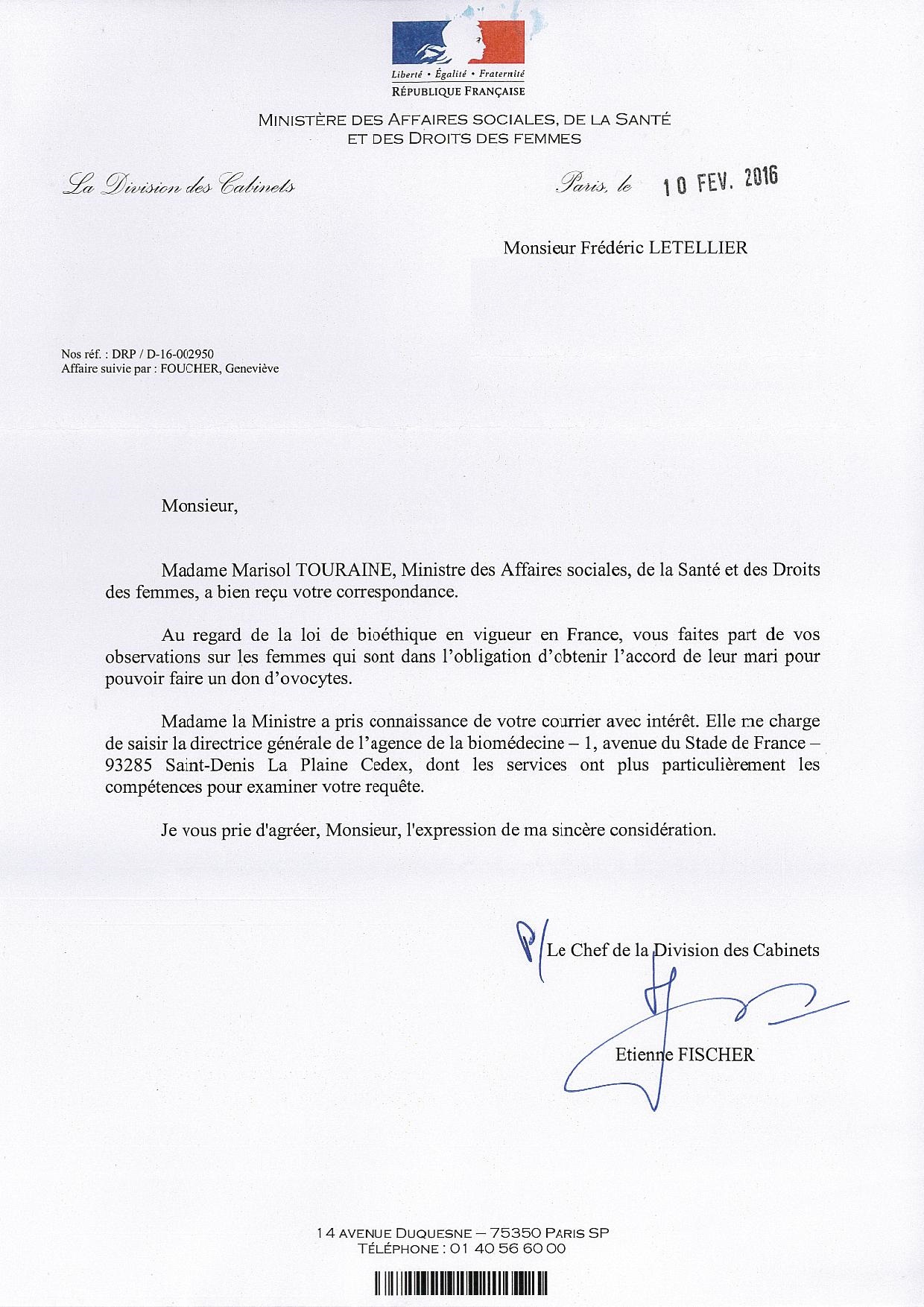 Courrier ministre de la sante (PDF)